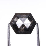 2.14 CT, 8.8 X 6.9 MM | Salt And Pepper Hexagon Cut Diamond - Minimal Carbon