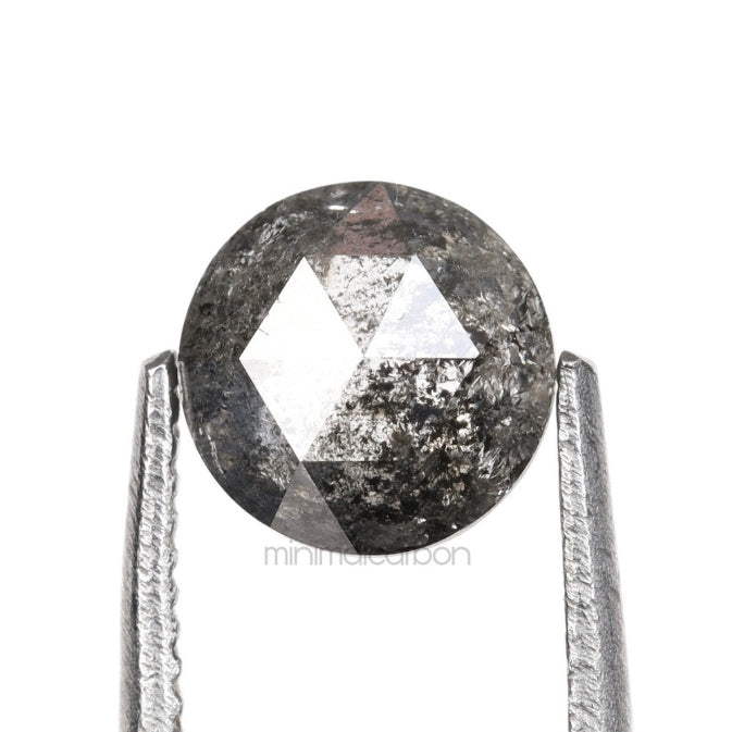 0.56 CT, 5.0 MM | Salt And Pepper Round Rose Cut Diamond - Minimal Carbon