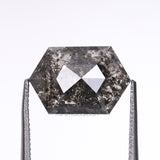 2.51 CT, 10.5 X 7.0 MM | Salt And Pepper Hexagon Cut Diamond - Minimal Carbon