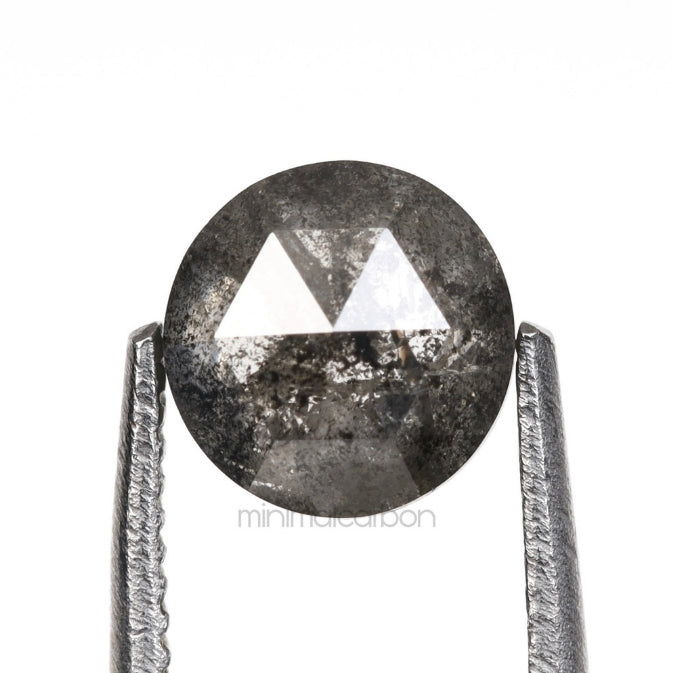 0.68 CT, 5.0 MM | Salt And Pepper Round Rose Cut Diamond - Minimal Carbon