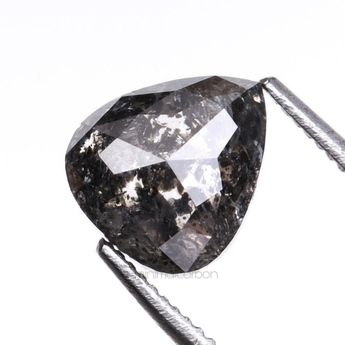 1.34 CT, 6.9 X 6.1 MM | Salt And Pepper Pear Cut Diamond - Minimal Carbon