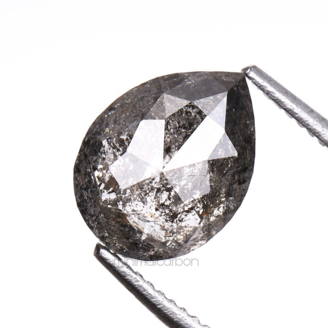 1.28 CT, 7.6 X 5.8 MM | Salt And Pepper Pear Cut Diamond - Minimal Carbon