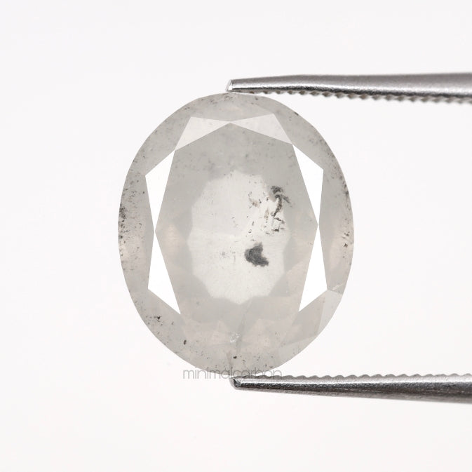 5.09 CT, 11.1 X 9.2 MM | Salt And Pepper Oval Cut Diamond - Minimal Carbon