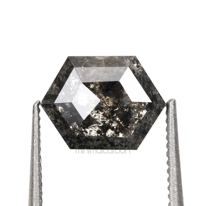 1.03 CT, 7.6 X 5.7 MM | Salt And Pepper Hexagon Cut Diamond - Minimal Carbon