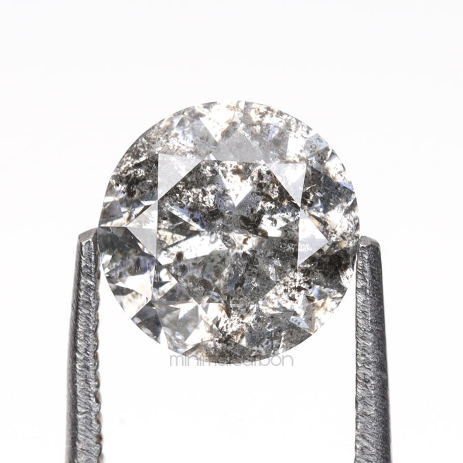 1.06 CT, 6.2 MM | Salt And Pepper Round Brilliant Cut Diamond - Minimal Carbon