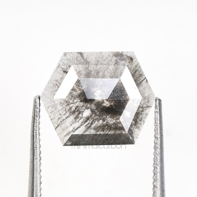 1.24 CT, 9.7 X 7.8 MM | Salt And Pepper Hexagon Cut Diamond - Minimal Carbon