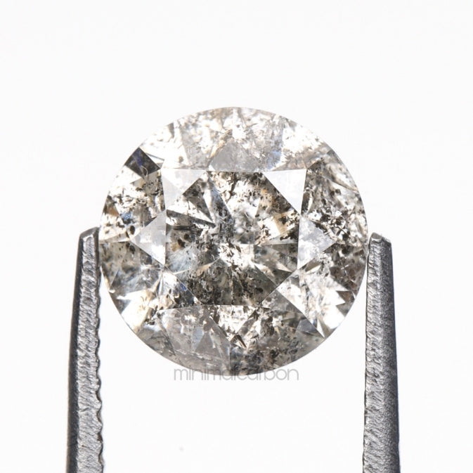 1.14 CT, 6.5 MM | Salt And Pepper Round Brilliant Cut Diamond - Minimal Carbon