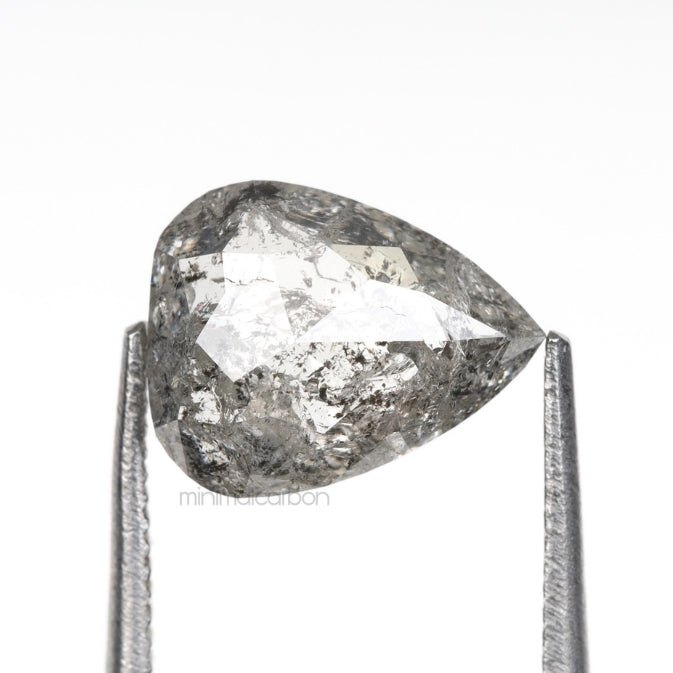 1.68 CT, 7.3 X 6.7 MM | Salt And Pepper Pear Cut Diamond - Minimal Carbon