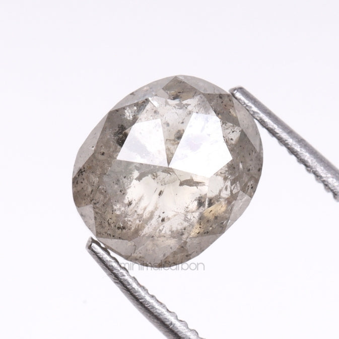 1.81 CT, 7.3 X 6.3 MM | Salt And Pepper Cushion Cut Diamond - Minimal Carbon