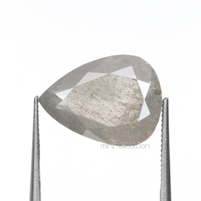 3.74 CT, 12.4 X 9.2 MM | Salt And Pepper Pear Cut Diamond - Minimal Carbon
