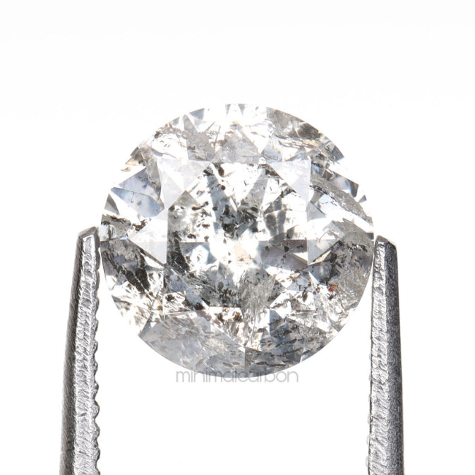 1.08 CT, 6.4 MM | Salt And Pepper Round Brilliant Cut Diamond - Minimal Carbon