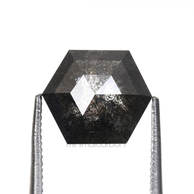 1.64 CT, 8.3 X 7.1 MM | Salt And Pepper Hexagon Cut Diamond - Minimal Carbon