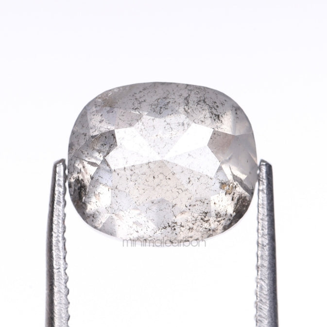 2.05 CT, 7.6 X 6.6 MM | Salt And Pepper Cushion Cut Diamond - Minimal Carbon