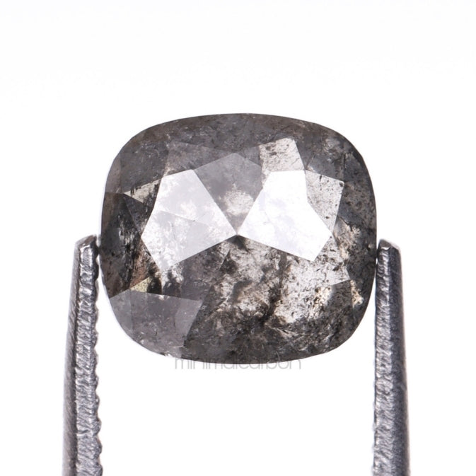 1.16 CT, 6.2 X 5.7 MM | Salt And Pepper Cushion Cut Diamond - Minimal Carbon