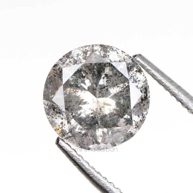 1.08 CT, 6.3 MM | Salt And Pepper Round Brilliant Cut Diamond - Minimal Carbon