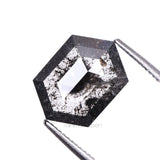 1.58 CT, 9.5 X 6.8 MM | Salt And Pepper Hexagon Cut Diamond - Minimal Carbon