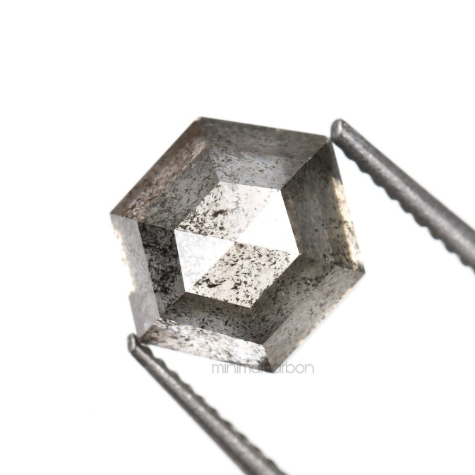 1.52 CT, 6.9 X 5.6 MM | Salt And Pepper Hexagon Cut Diamond - Minimal Carbon