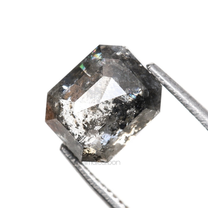 1.70 CT, 6.8 X 5.6 MM | Salt And Pepper Emerald Cut Diamond - Minimal Carbon