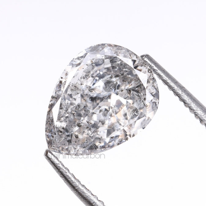 0.93 CT, 8.0 X 6.2 MM | Salt And Pepper Pear Cut Diamond - Minimal Carbon