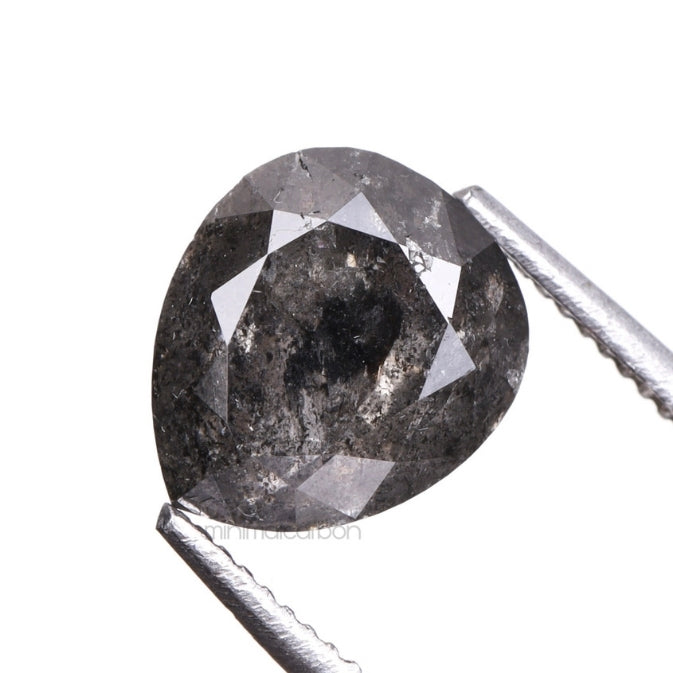 1.51 CT, 7.1 X 6.1 MM | Salt And Pepper Pear Cut Diamond - Minimal Carbon