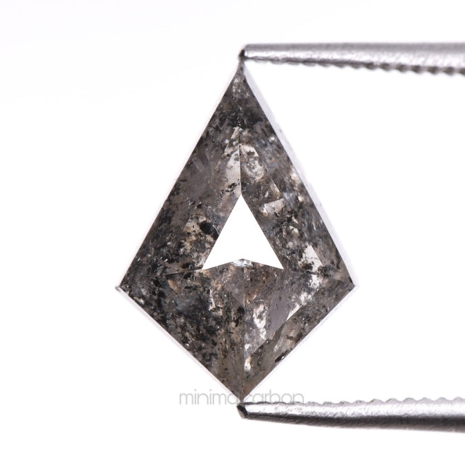 1.77 CT, 10.5 X 7.4 MM | Salt And Pepper Kite Cut Diamond - Minimal Carbon