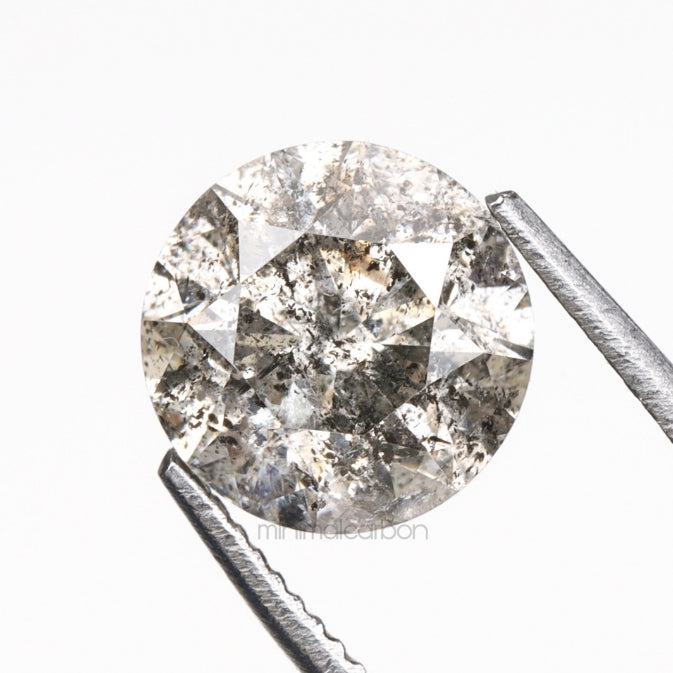 1.14 CT, 6.5 MM | Salt And Pepper Round Brilliant Cut Diamond - Minimal Carbon