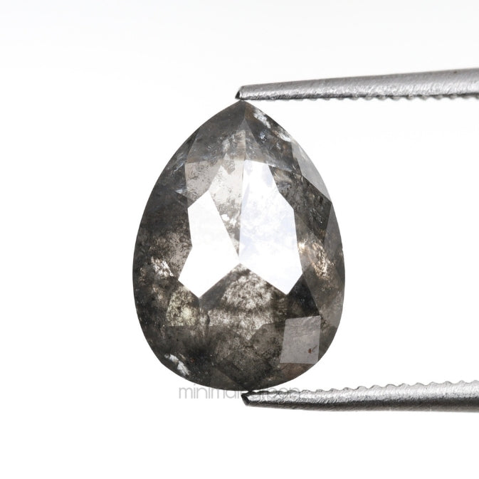 2.88 CT, 10.3 X 7.5 MM | Salt And Pepper Pear Cut Diamond - Minimal Carbon