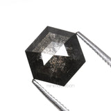 1.64 CT, 8.3 X 7.1 MM | Salt And Pepper Hexagon Cut Diamond - Minimal Carbon