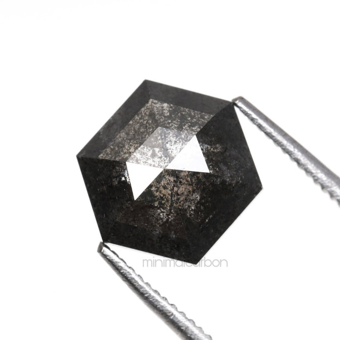 1.64 CT, 8.3 X 7.1 MM | Salt And Pepper Hexagon Cut Diamond - Minimal Carbon