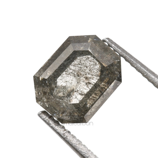 0.87 CT, 5.9 X 4.7 MM | Salt And Pepper Emerald Cut Diamond - Minimal Carbon