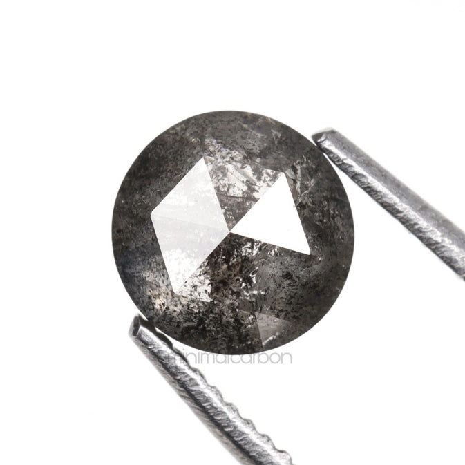 0.68 CT, 5.0 MM | Salt And Pepper Round Rose Cut Diamond - Minimal Carbon