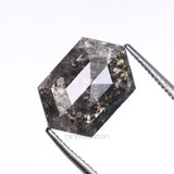 2.51 CT, 10.5 X 7.0 MM | Salt And Pepper Hexagon Cut Diamond - Minimal Carbon