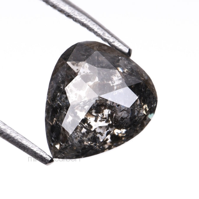 1.34 CT, 6.9 X 6.1 MM | Salt And Pepper Pear Cut Diamond - Minimal Carbon