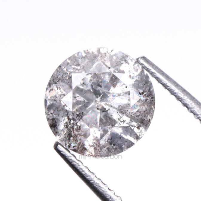 1.07 CT, 6.3 MM | Salt And Pepper Round Brilliant Cut Diamond - Minimal Carbon