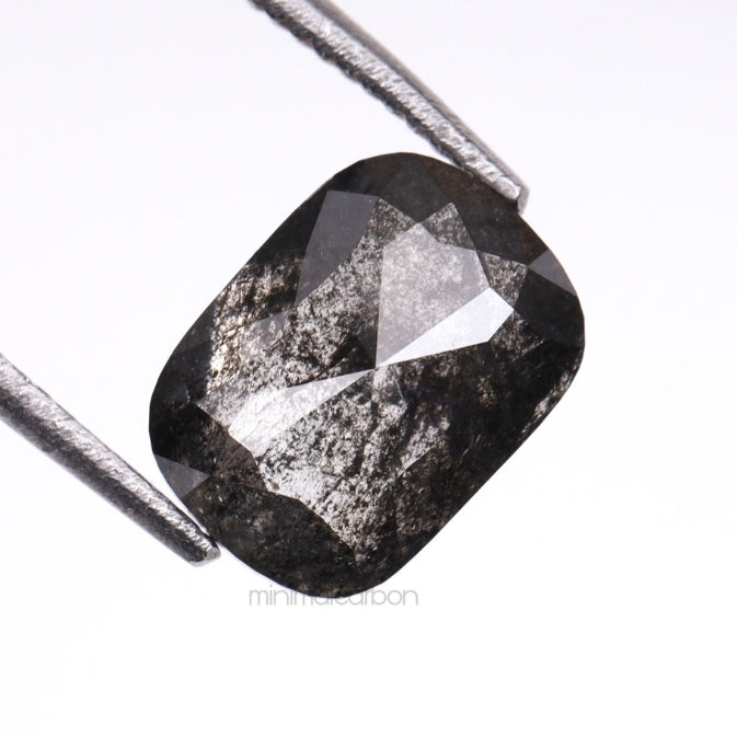 1.38 CT, 7.3 X 5.4 MM | Salt And Pepper Cushion Cut Diamond