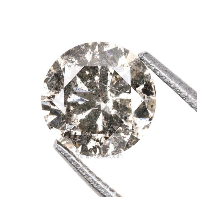 1.02 CT, 6.2 MM | Salt And Pepper Round Brilliant Cut Diamond - Minimal Carbon