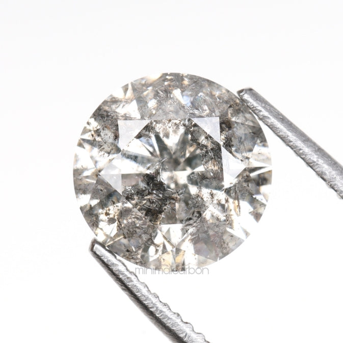 1.08 CT, 6.5 MM | Salt And Pepper Round Brilliant Cut Diamond - Minimal Carbon