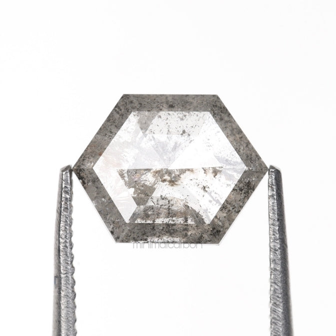 1.04 CT, 8.0 X 6.0 MM | Salt And Pepper Hexagon Cut Diamond - Minimal Carbon