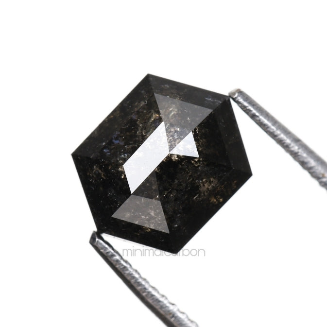 1.53 CT, 7.2 X 5.6 MM | Salt And Pepper Hexagon Cut Diamond - Minimal Carbon