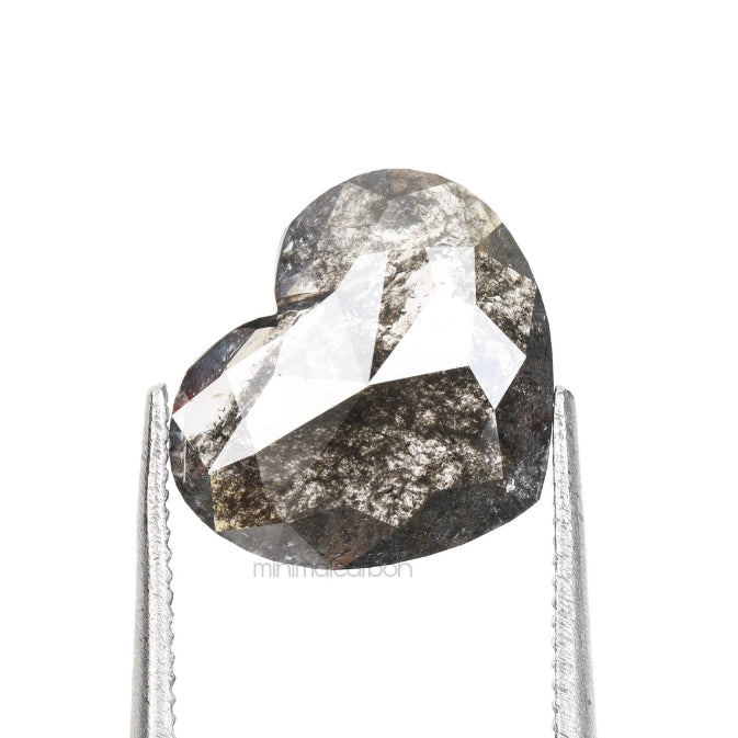 1.90 CT, 9.0 X 10.5 MM | Salt And Pepper Heart Diamond - Minimal Carbon