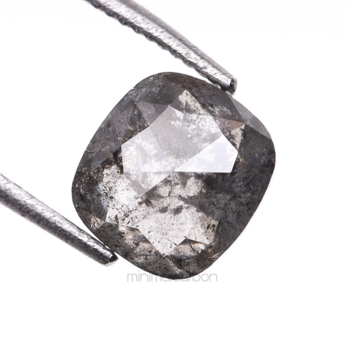 1.16 CT, 6.2 X 5.7 MM | Salt And Pepper Cushion Cut Diamond - Minimal Carbon
