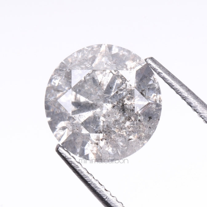 1.54 CT, 7.2 MM | Salt And Pepper Round Brilliant Cut Diamond - Minimal Carbon