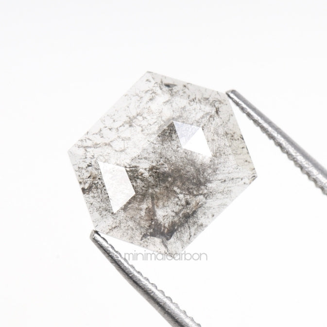1.30 CT, 9.7 X 7.8 MM | Salt And Pepper Hexagon Cut Diamond - Minimal Carbon