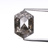 2.51 CT, 10.5 X 7.0 MM | Salt And Pepper Hexagon Cut Diamond - Minimal Carbon