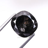 5.95 CT, 9.8 X 9.3 MM | Salt And Pepper Cushion Cut Diamond - Minimal Carbon
