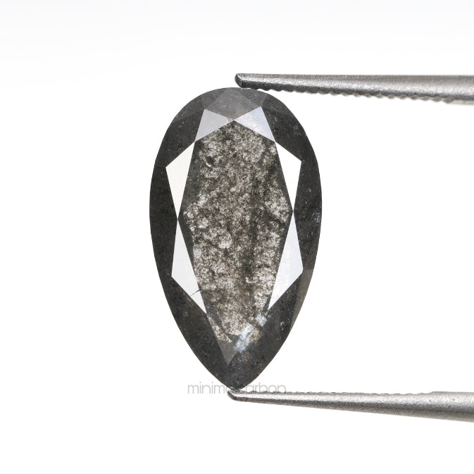 5.72 CT, 15.8 X 9.0 MM | Salt And Pepper Pear Cut Diamond - Minimal Carbon