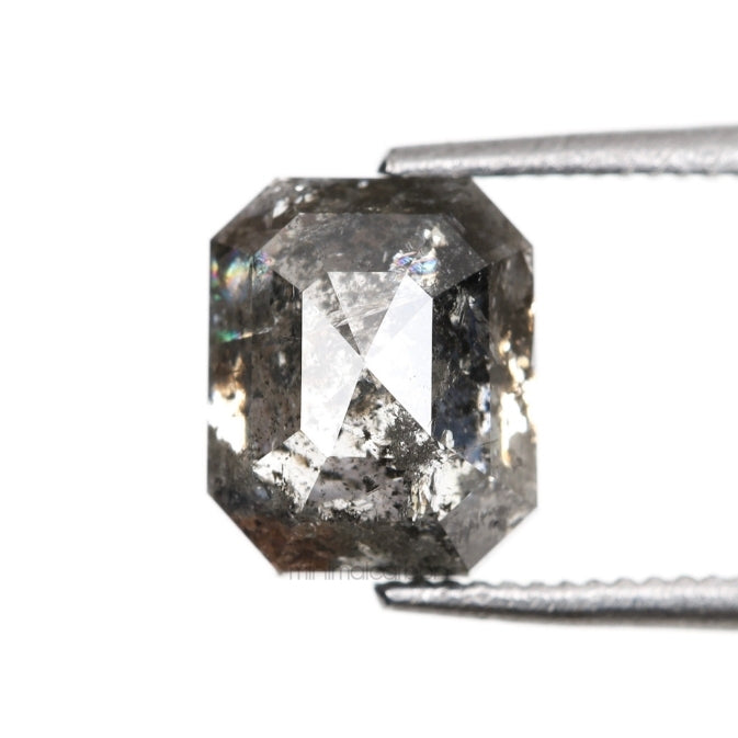 1.70 CT, 6.8 X 5.6 MM | Salt And Pepper Emerald Cut Diamond - Minimal Carbon