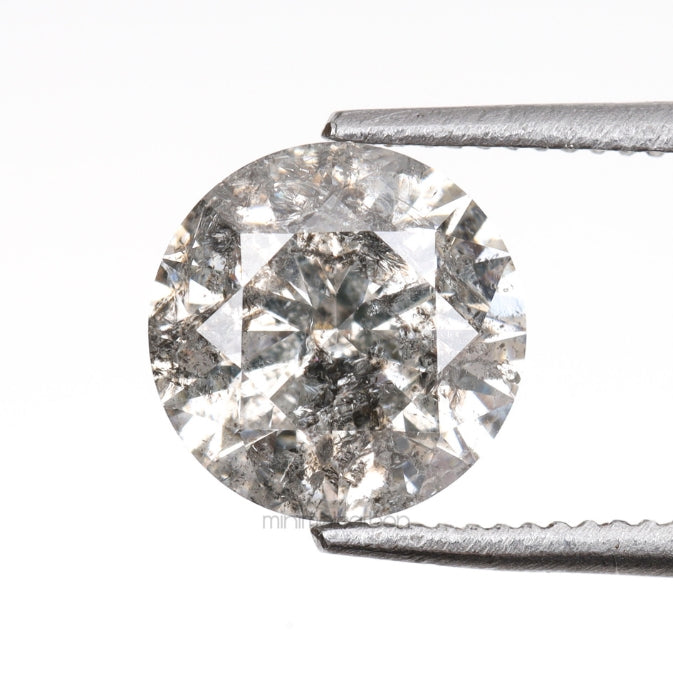 1.08 CT, 6.5 MM | Salt And Pepper Round Brilliant Cut Diamond - Minimal Carbon