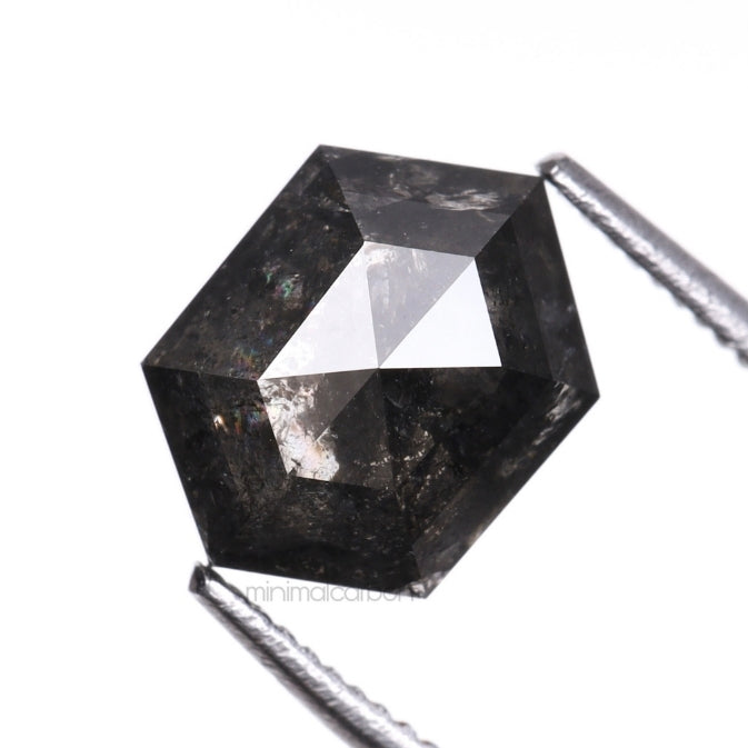 1.47 CT Hexagon Cut Natural Salt And Pepper Diamond