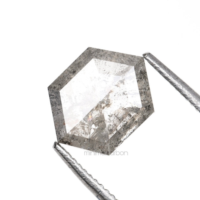 1.04 CT, 8.0 X 6.0 MM | Salt And Pepper Hexagon Cut Diamond - Minimal Carbon